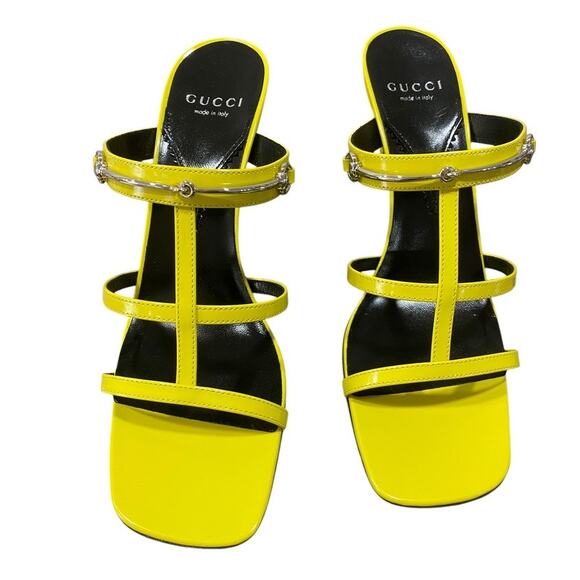 Gucci Slim Horsebit Slide Sandal Yellow Mule Regent 75mm 38 8 - Picture 6 of 7
